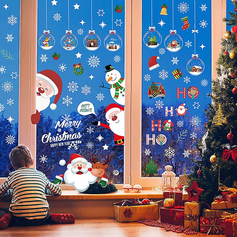 2024 Removable Christmas Static Sticker Santa Claus Window Stickers Wall Decals