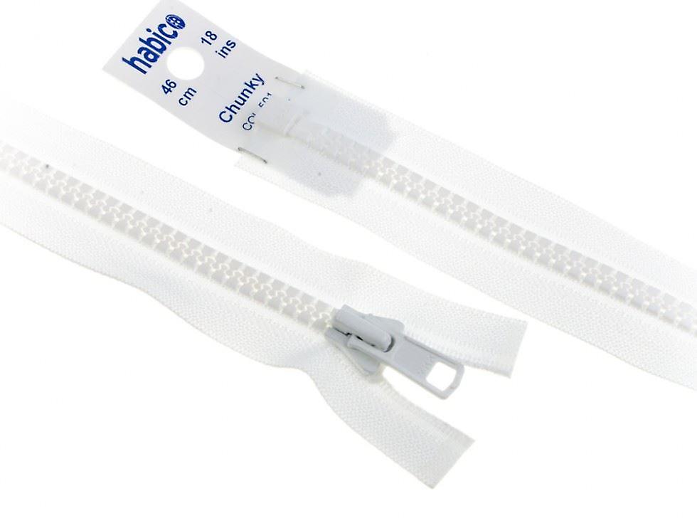 YKK Vislon Chunky Open End Zips White - 61 cm - each