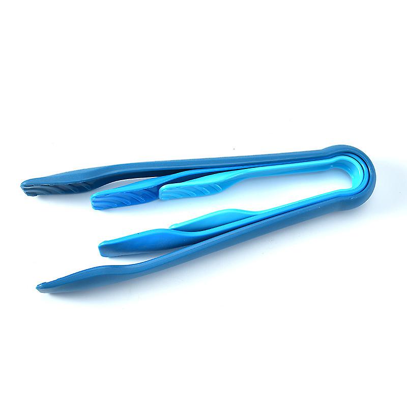 1 Set Of 3 Tone Compact Large Medium Small Plastic Cooking Tongs(Blue)