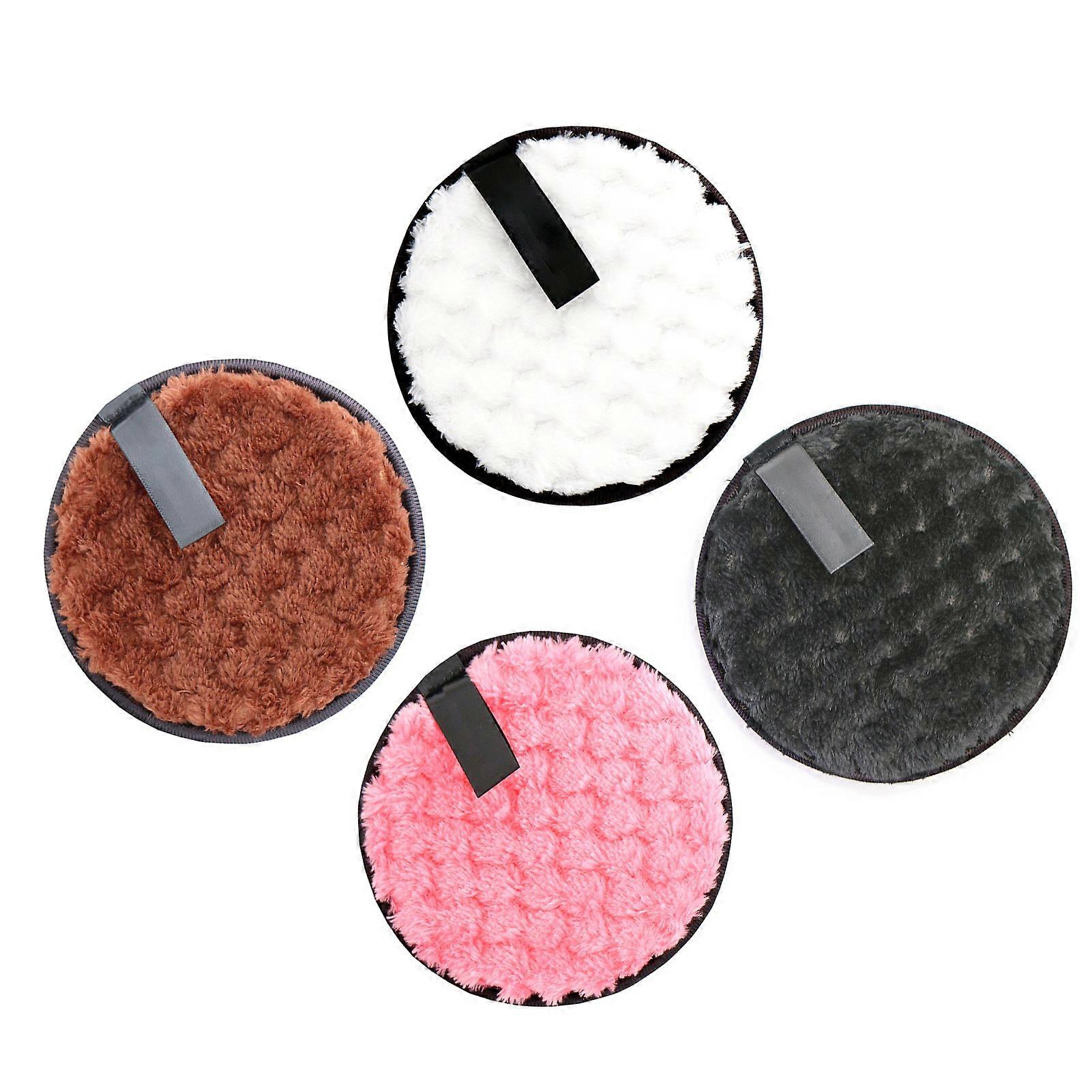 4pcs Makeup Remover Pads Round Double Side Reusable Soft Portable Washable Makeup Microfiber Pad