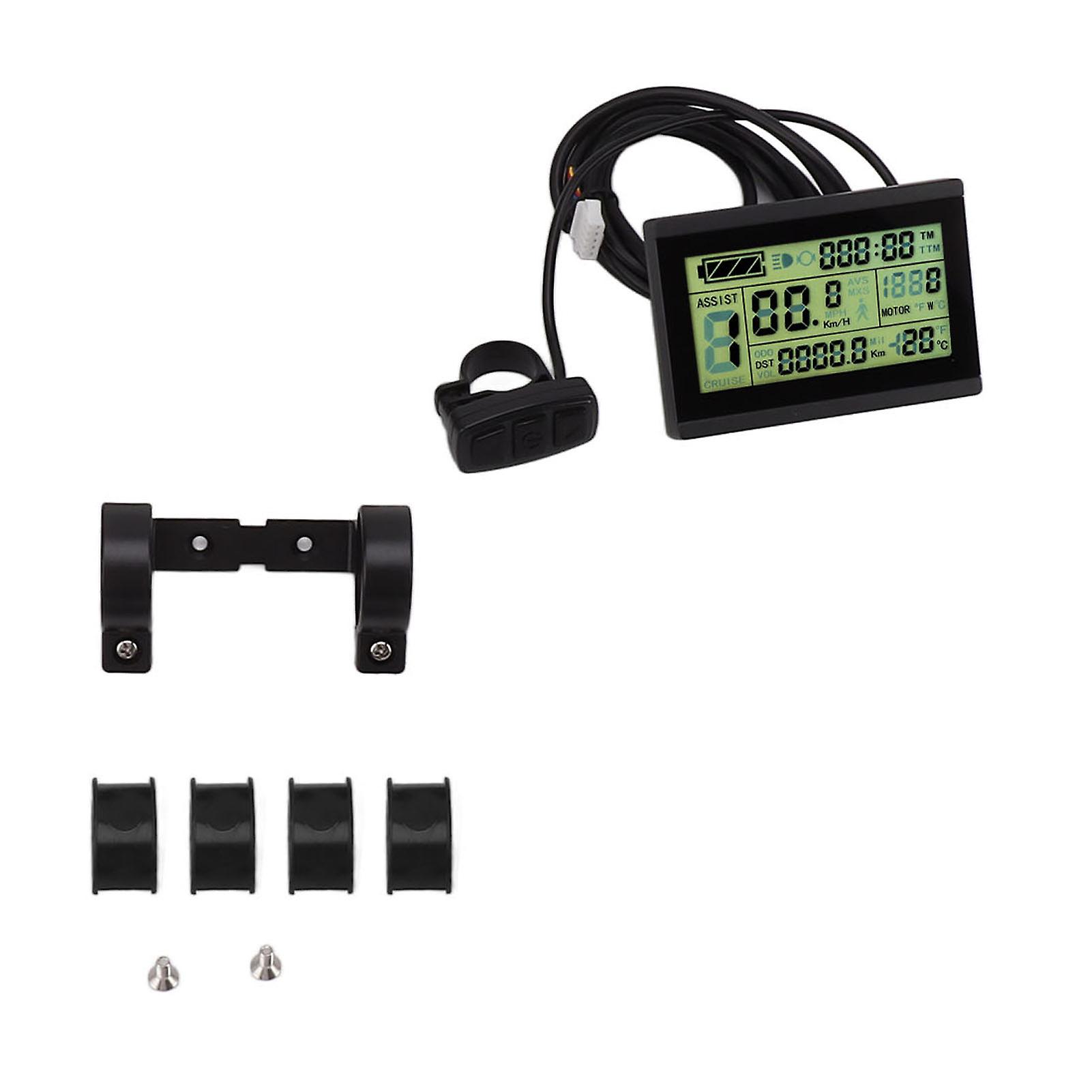 Electric Bike LCD Display Meter, ABS SM Head Electric Bike Display Screen Control Panel with USB Port for 24V 36V 48V Lithium Modification