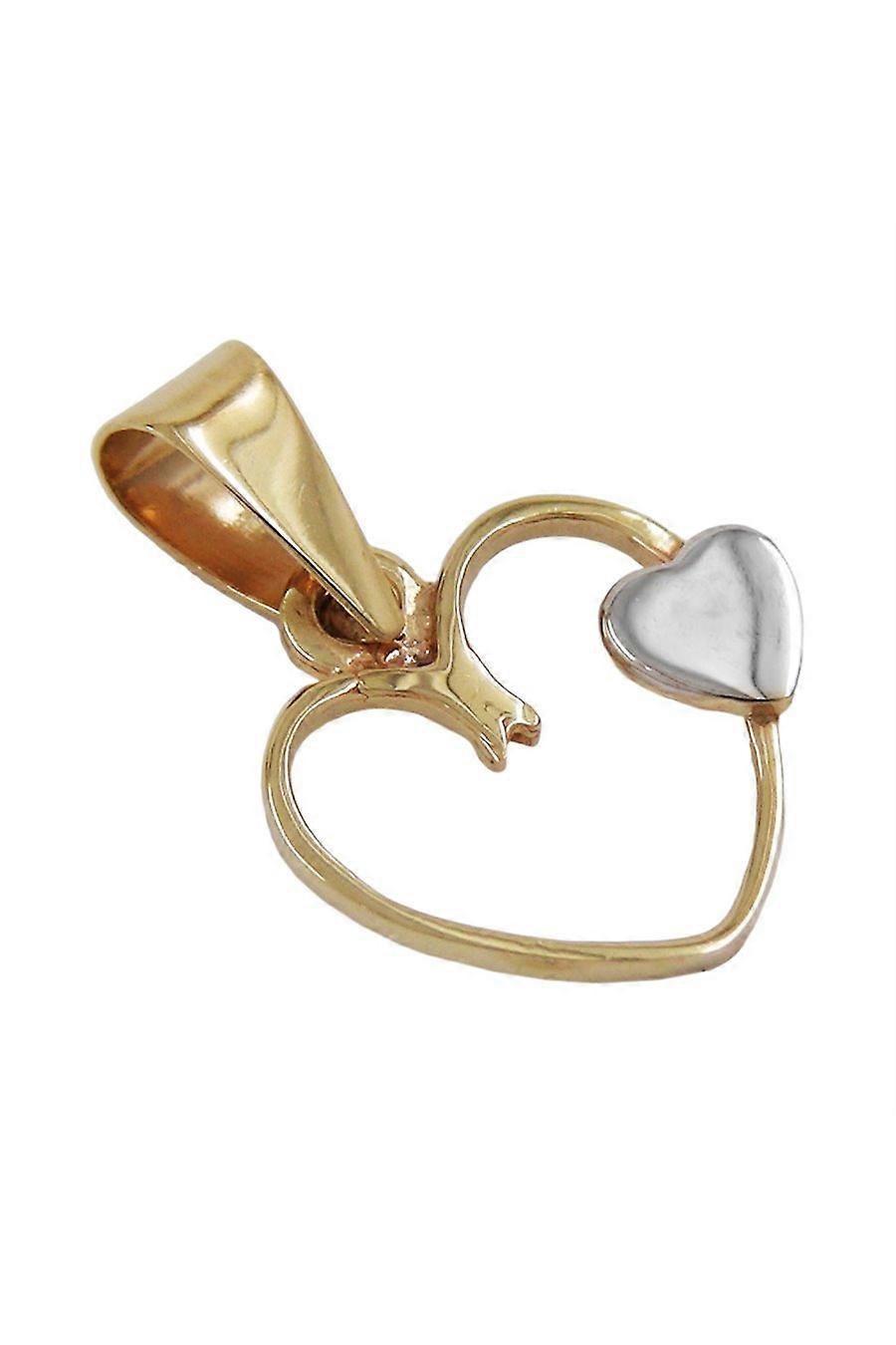 Pendant 2 Heart Bicoloured 9k Gold - Gl430661