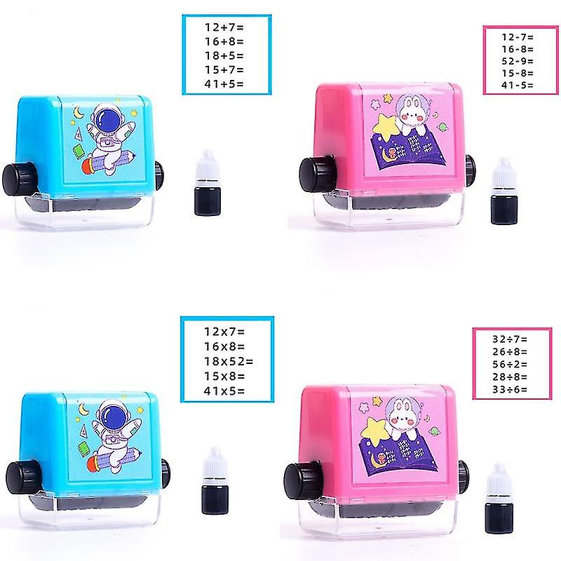 4pcs Math Roller Stamp,addition And Subtraction Seal Arithmetic Artifact, Math Roller Stamp With Ink For School Teaching Supplies