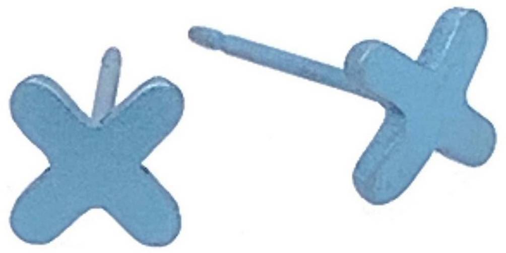 Ti2 Titanium Plus Shape 7mm Stud Earrings - Light Blue