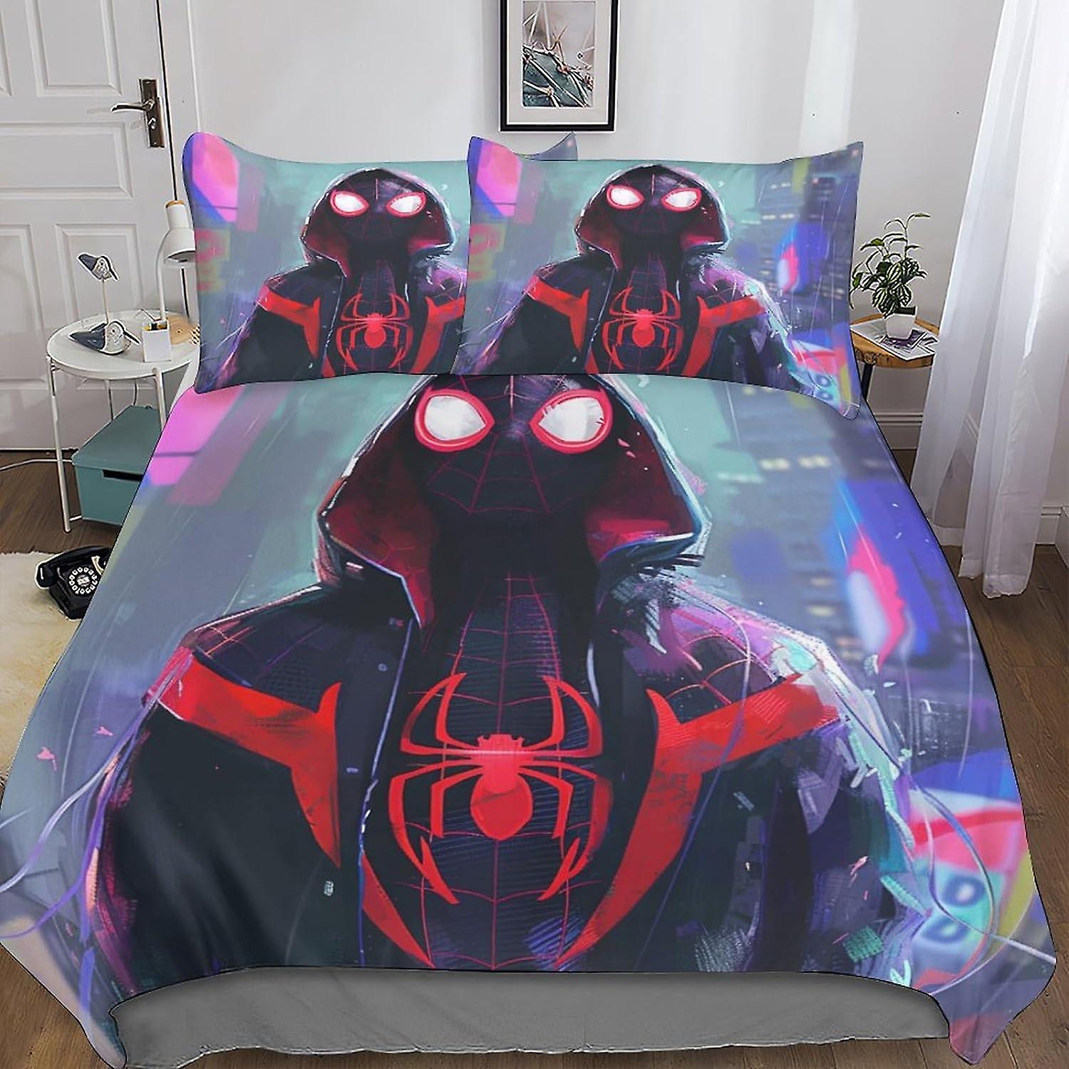 DSJackson Spider-Man 3D Print Duvet Cover 3PCs Movies Film Quilt Cover Bedding Set with Microfiber Hidden Zipper Closure with Pillowcases for Kids Boy