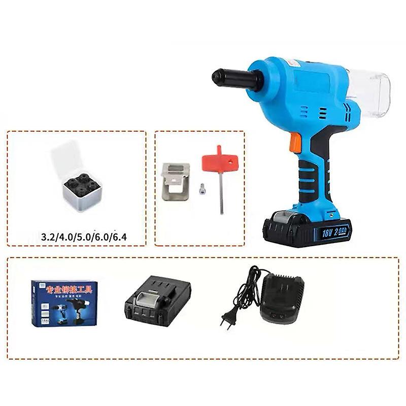 20000N 18v Brushless Motor Multi-functional Automatic Rivet Nail Gun Rechargeable Electric Nut Riveting Drill 4 In 1 Adapter