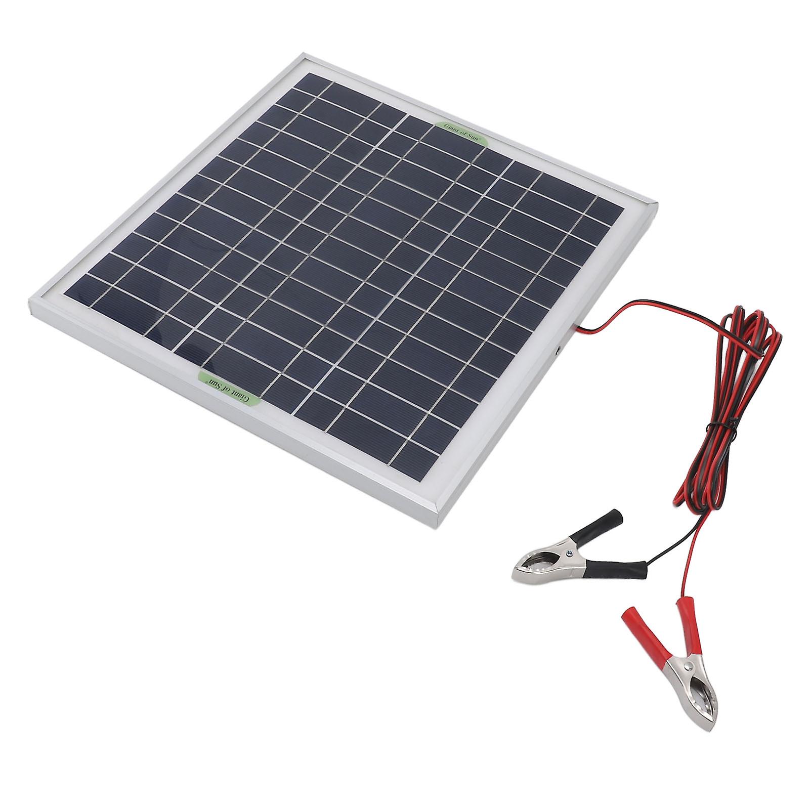50W Portable Solar Panel Aluminum Frame Monocrystalline Silicon Solar Panel with 9.8FT Cable DC 18V Red and Black Battery Clips for RV Camping Hiking