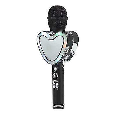 Black Heart Shape Wireless Bluetooth Karaoke Microphone,4 In 1 With Led Lights For Ktv Az5130