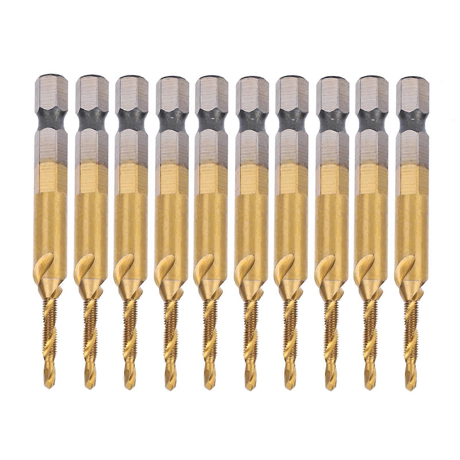 10Pcs Hex Shank Screw Tap M3?Drill 2.5 Coated Composite Spiral Flute Tap Accessory