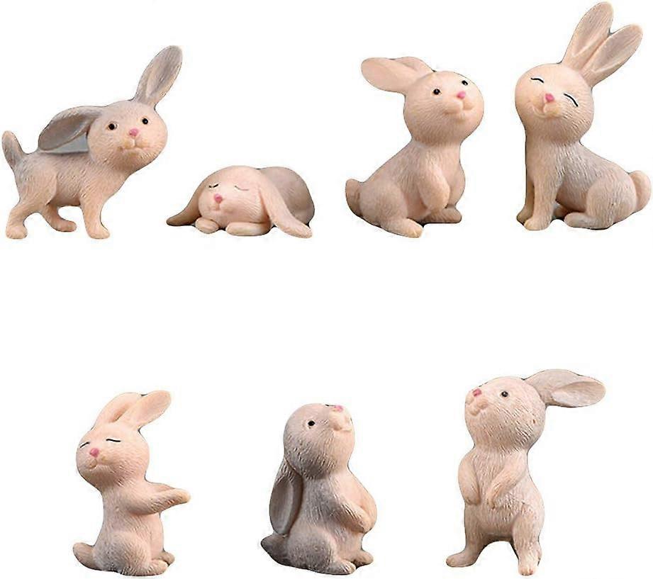 7 cute rabbit simulation mini plastic animal model doll cartoon micro landscape decoration