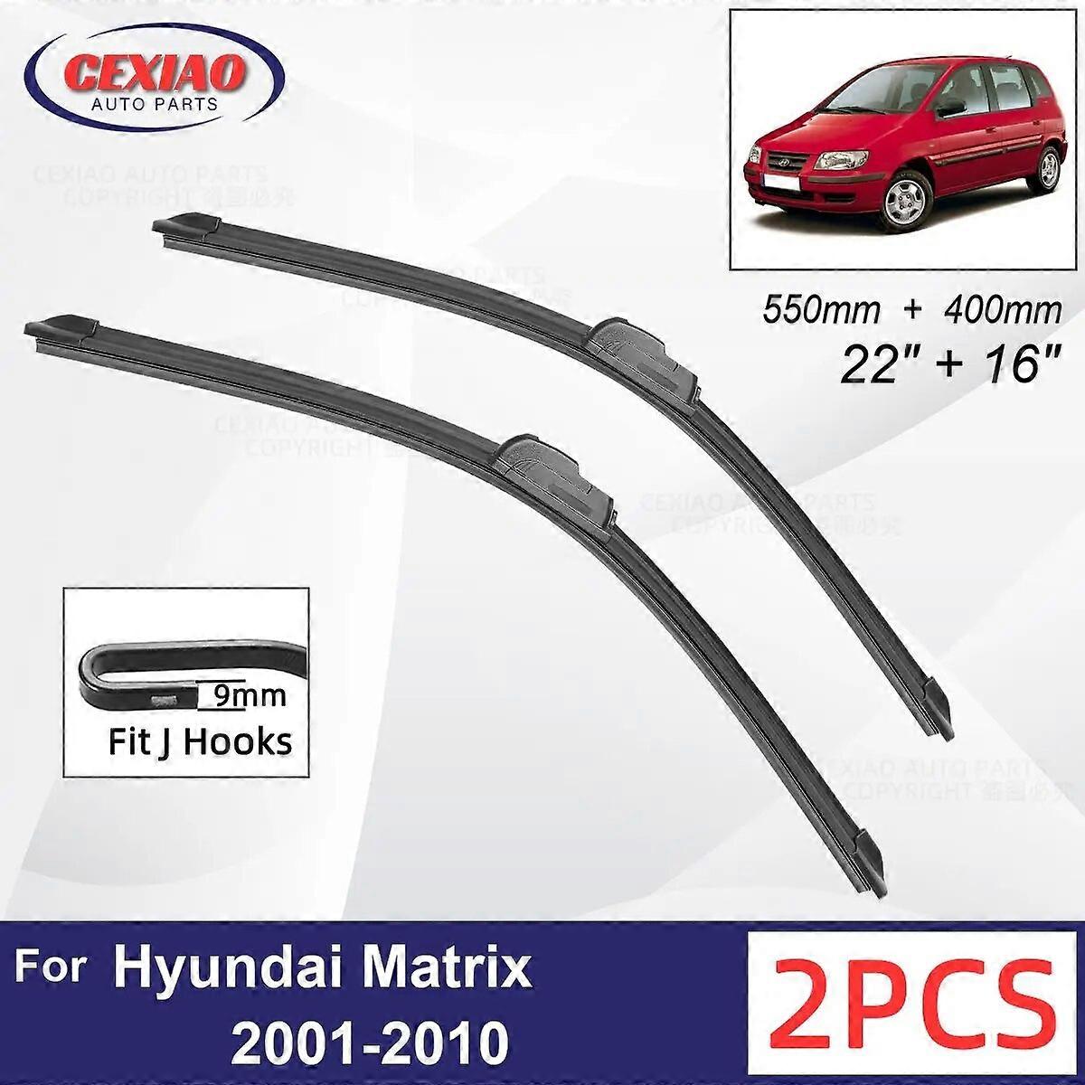 Car Wiper For Hyundai Matrix 2001~2010 Front Wiper Blades Soft Rubber Windscreen Wipers Auto Windshield 22"+16" 550mm + 400mm FN9U4146