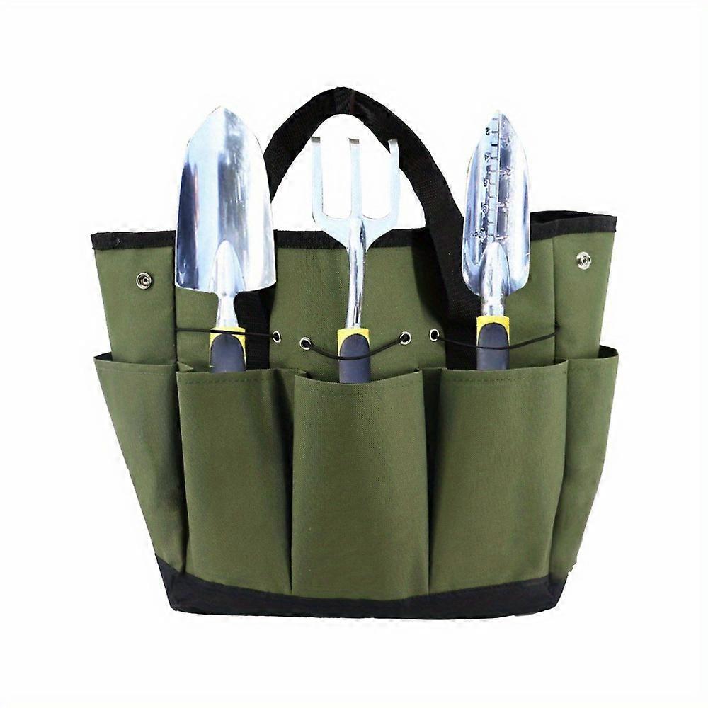 Waterproof Polyester Garden Tool Bag with Multi Pockets - Large Capacity, Woven Oxford Cloth, Handheld Toolkit for Gardening and Planting - Military G
