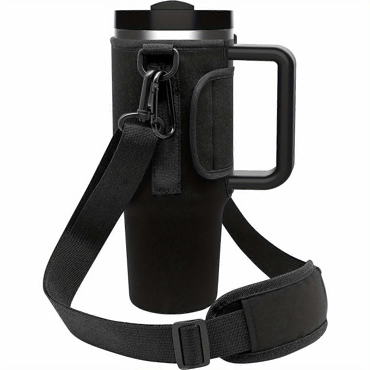 Portable Water Bottle Carrier For 40Oz H2.0 Stanley Tumbler, Heat Resistant Neoprene Bottle Holder Sleeve With Adjustable Shoulder Strap For Hiking Tr