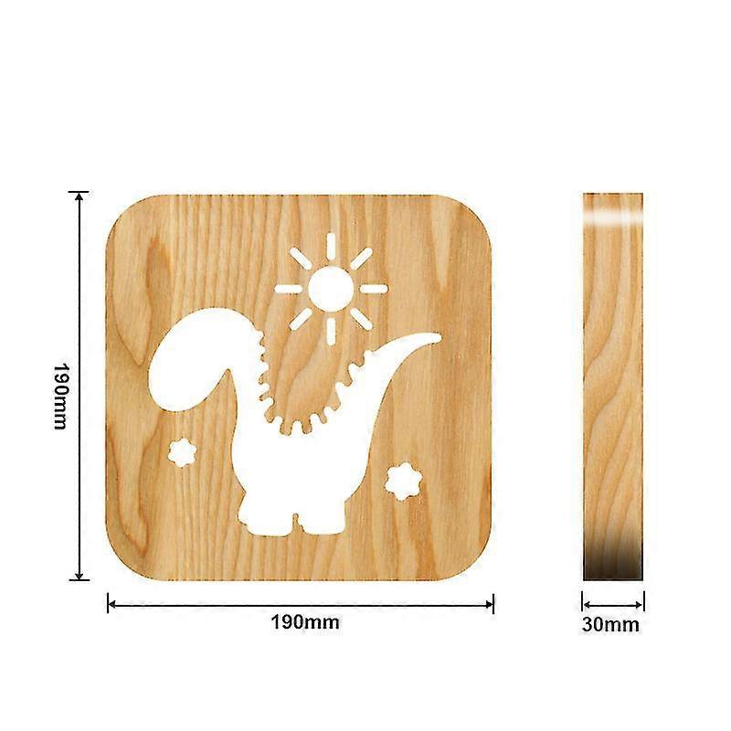 Led Carved Wood Night Light Dinosaur Pattern