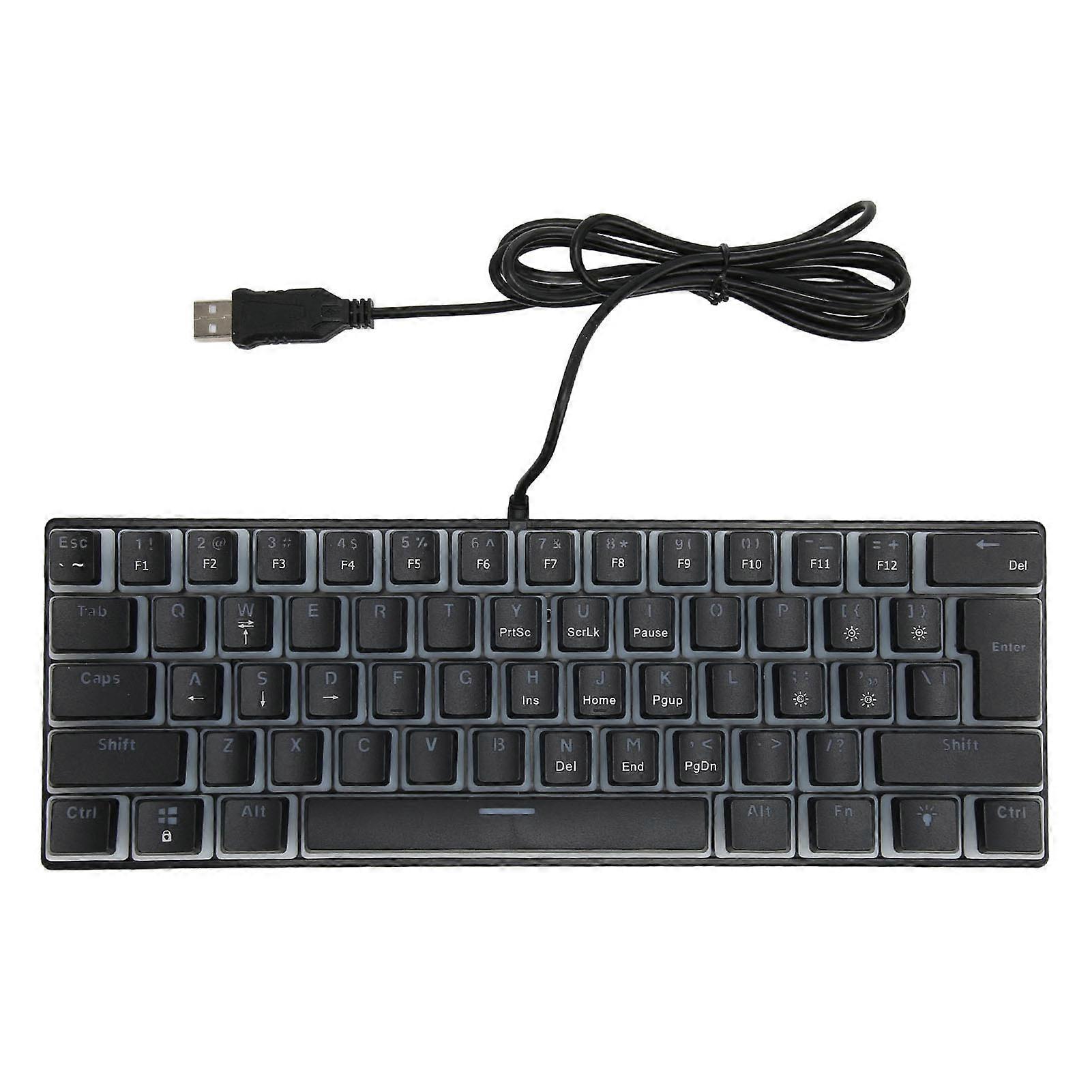 Mechanical Keyboard 61 Key RGB Lighting Blue Switch Ergonomic 60% Compact Hot Plug Gaming Keyboard for Win