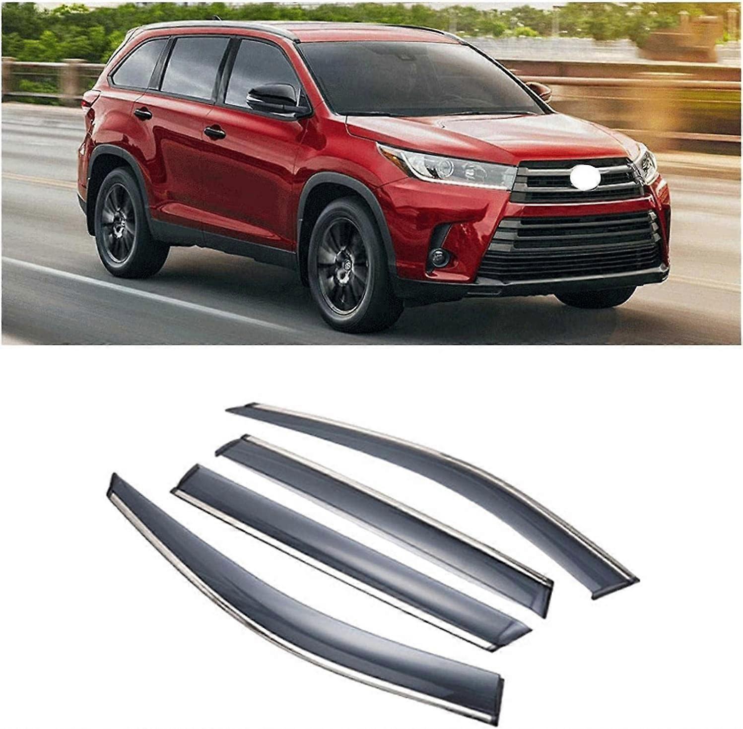 4pcs Car Wind Deflectors, For Highlander 2015-2020 Car Side Window Visor Sun Rain Guard Shade Protector Cover Car Side Window Deflector