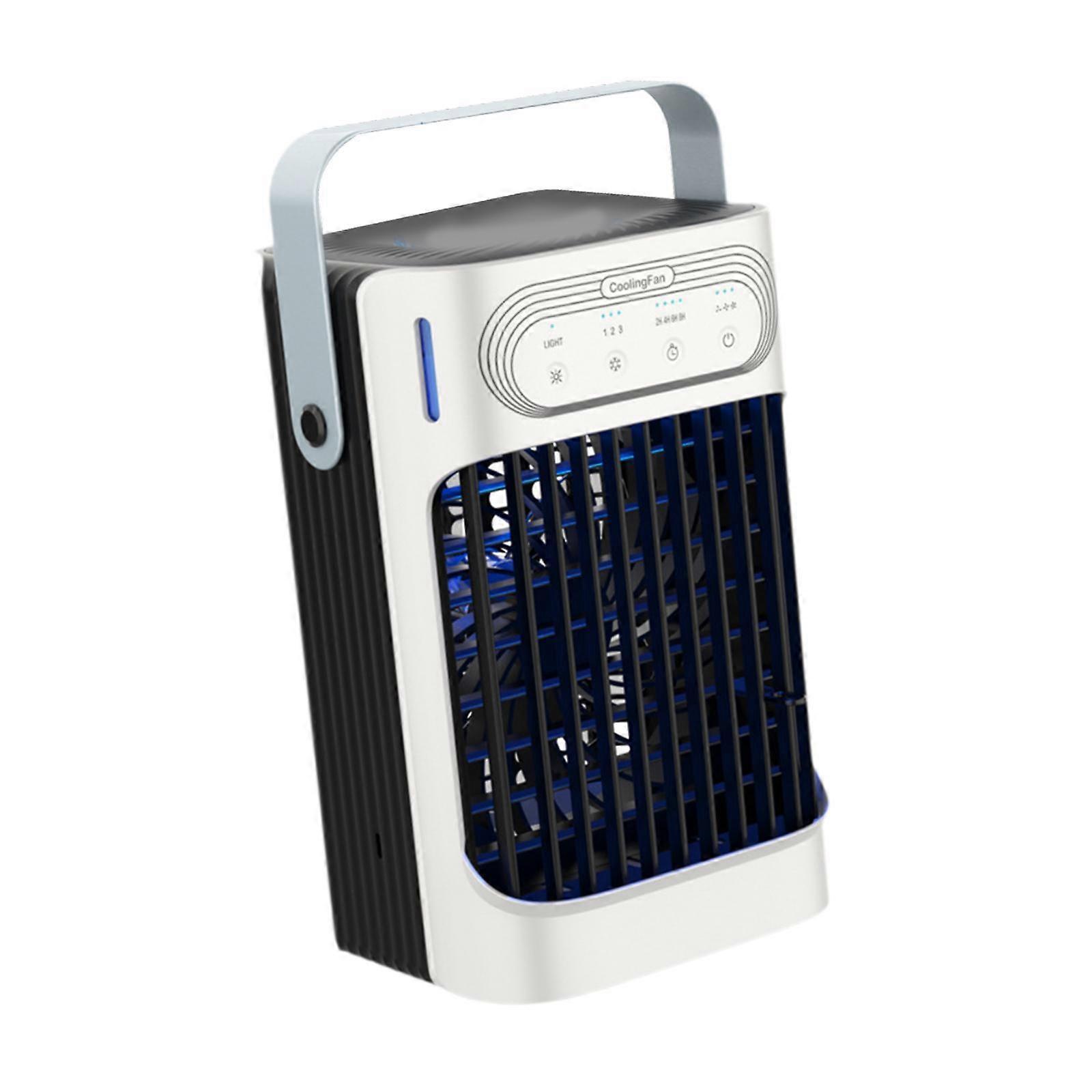 Desktop Cooling Fan Desk Office Portable Air Conditioner with Colorful Light White