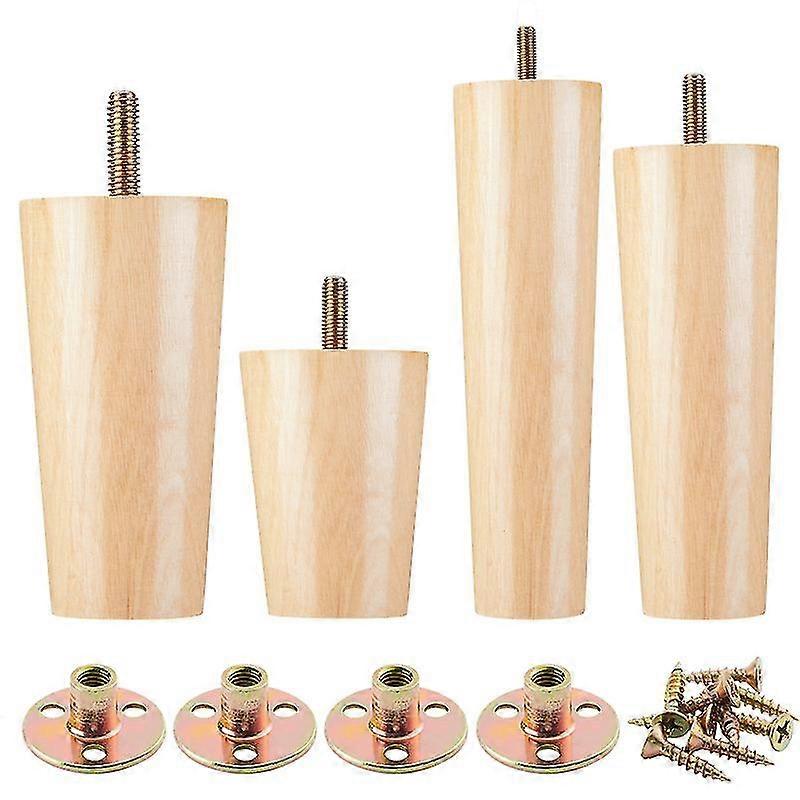 Solid Wood Furniture Legs Chair Legs Dressing Table Legs Sofa Replacement Legs With Rubber Protective Pads And Pre-drilled Screws