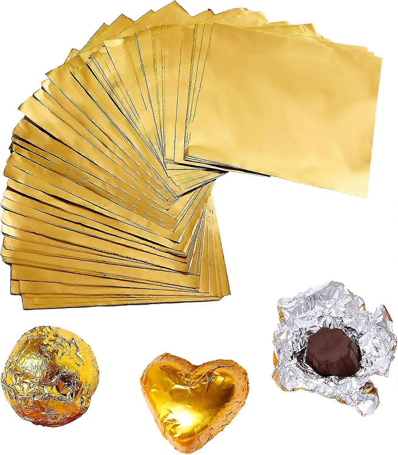 Square Golden Aluminium Foil Candy Wrappers - 300-pack