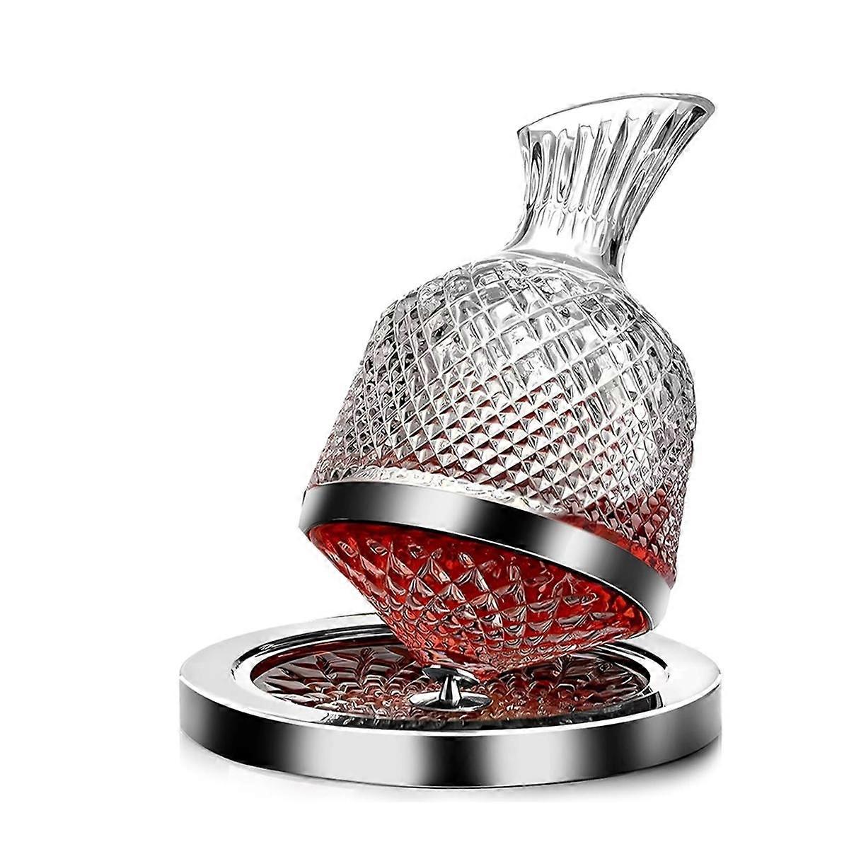 Red Wine Decanter 50oz/1500ml, Wine Carafe Decanter Made of Lead-Free Crystal Glass, 360 Rotating Decanters for Whisky