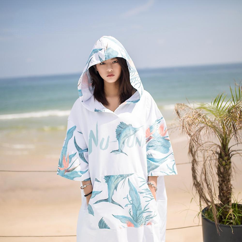 Poncho De Plage à Capuche - Serviette Changement Maillot Microfibre - Manches Longues, Lavable - Pour Surf, Sauna, Voyage