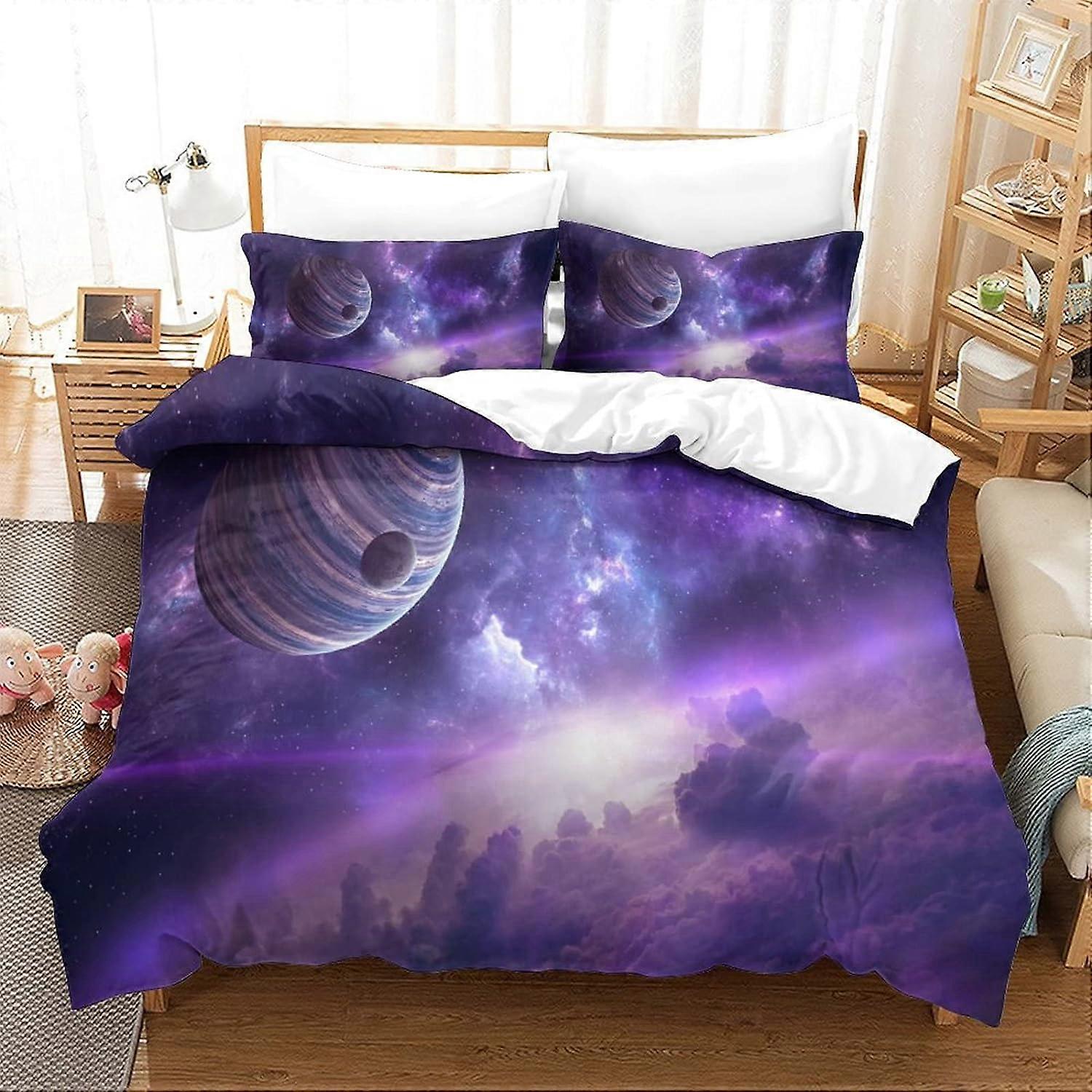 Planet D Duvet Cover Set Soft Microfiber Bedding Set with Zipper Closure Piece Set for Kids Teens Adults c