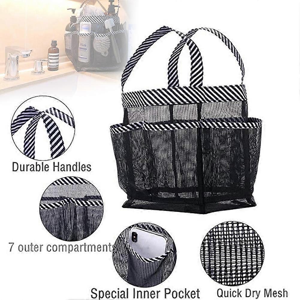Bathroom Organizer Storage Shower Caddy Tote Mesh Shower Basket Quick Dry with Pockets Portable Caddy for Dorm Camping Swimming