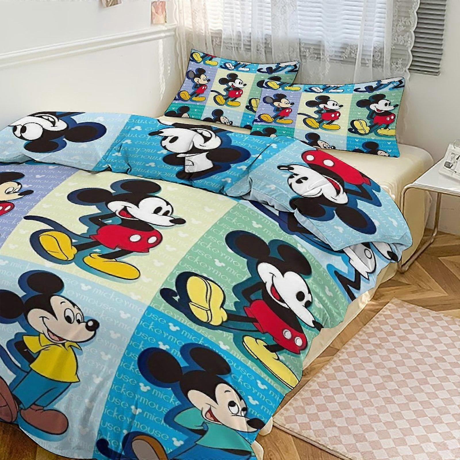 Lençóis g743 Conjunto de Cama com Estampa de Mickey Padrão Conjunto de Edredom Enseada 3 Peças 1 Capa de Colcha e 2 Fronhas para Mulheres Homens Adolescentes tq743 Lençóis