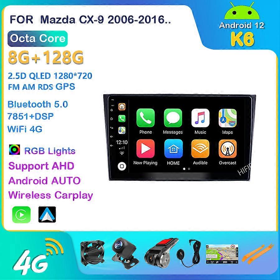 Carplay AUTO Car DVD For Mazda CX-9 (2006-2016) Car Radio Multimedia Video Player Navigation GPS Android 12 Double Din DSP