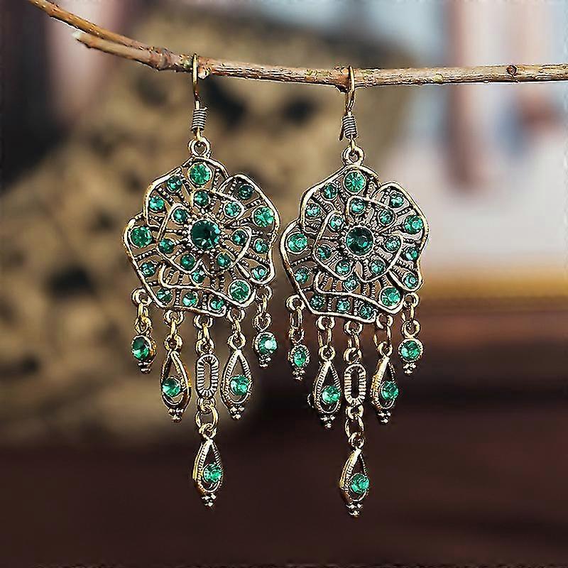 Starlight-earrings Flower Green Full Diamond Texture Eardrops For Ball