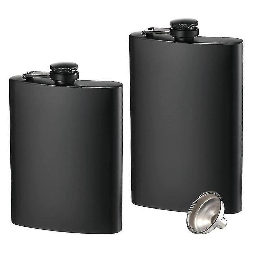 2pcs Hip Flasks For Liquor,8 Oz Stainless Steel Leakproof Thin Flasks