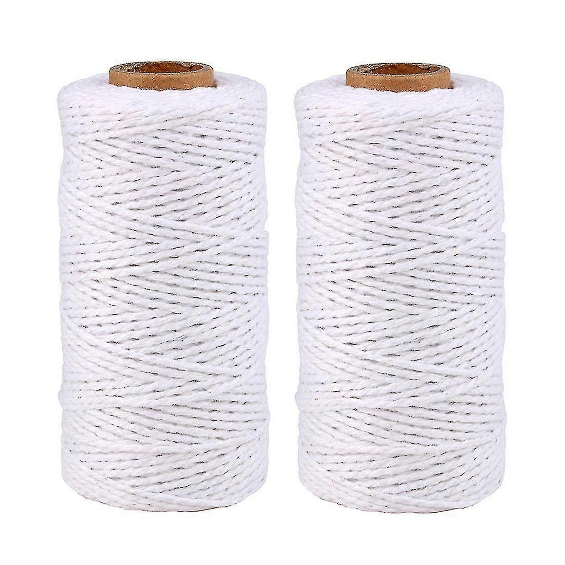2mm 100m Cotton String Twine 8 Ply Solid Colour Holiday Decorative Thread For Diy Craft Gift Bake Wrapping