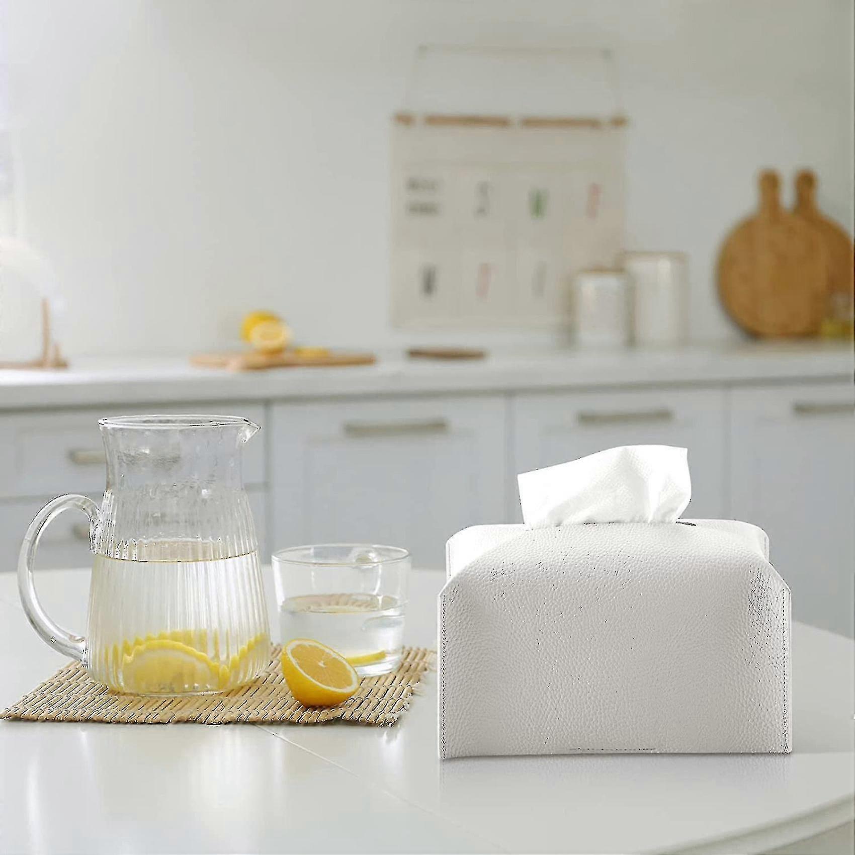 2 Pcs Tissue Box Cover, Modern Pu Leather Square Tissue Box Holder