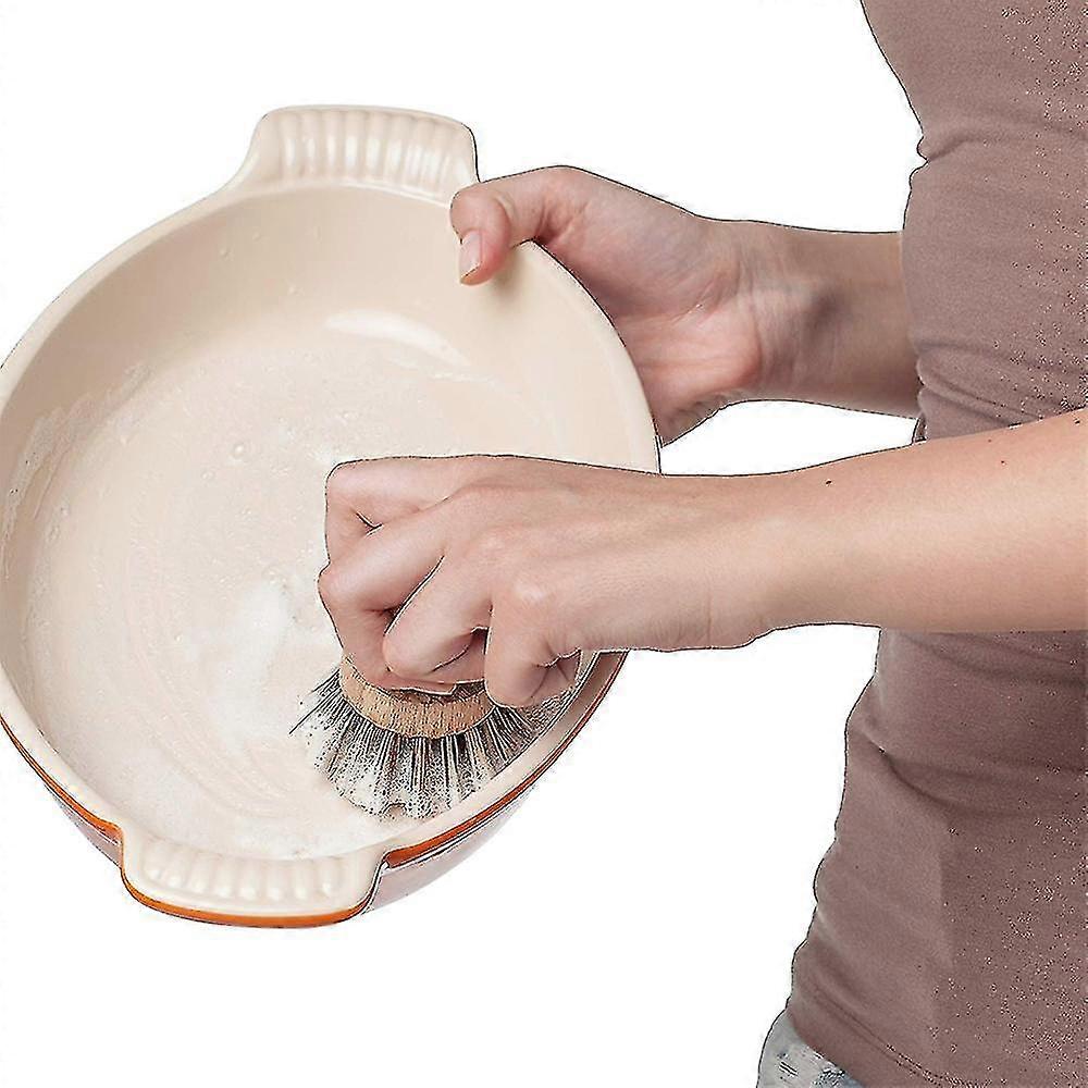 Natural Fiber Bristle Pot Brush, Comcompatible Withtable Beechwood Handle