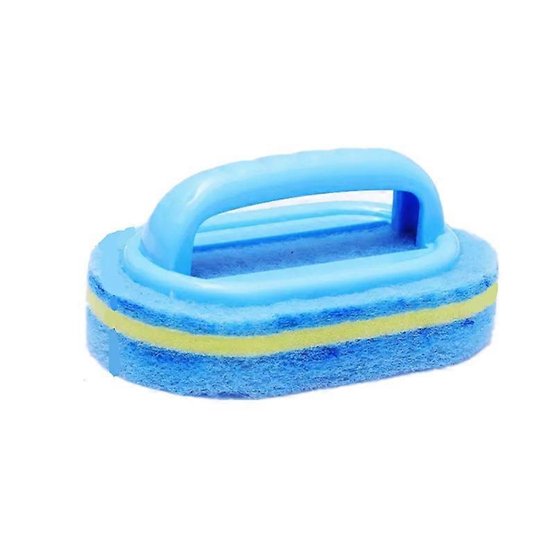 Blue Handle Sponge Brush Kitchen Bathroom Cleaning Sponge Brush Plastic Handle Sponge Brush