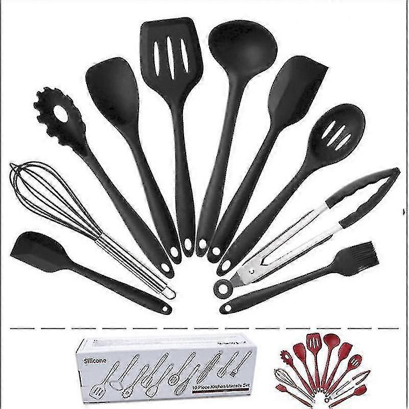 مجموعة أدوات المطبخ - 10 قطع مجموعة أواني الطبخ سيليكون أدوات الطبخ ملقط ملعقة ملعقة