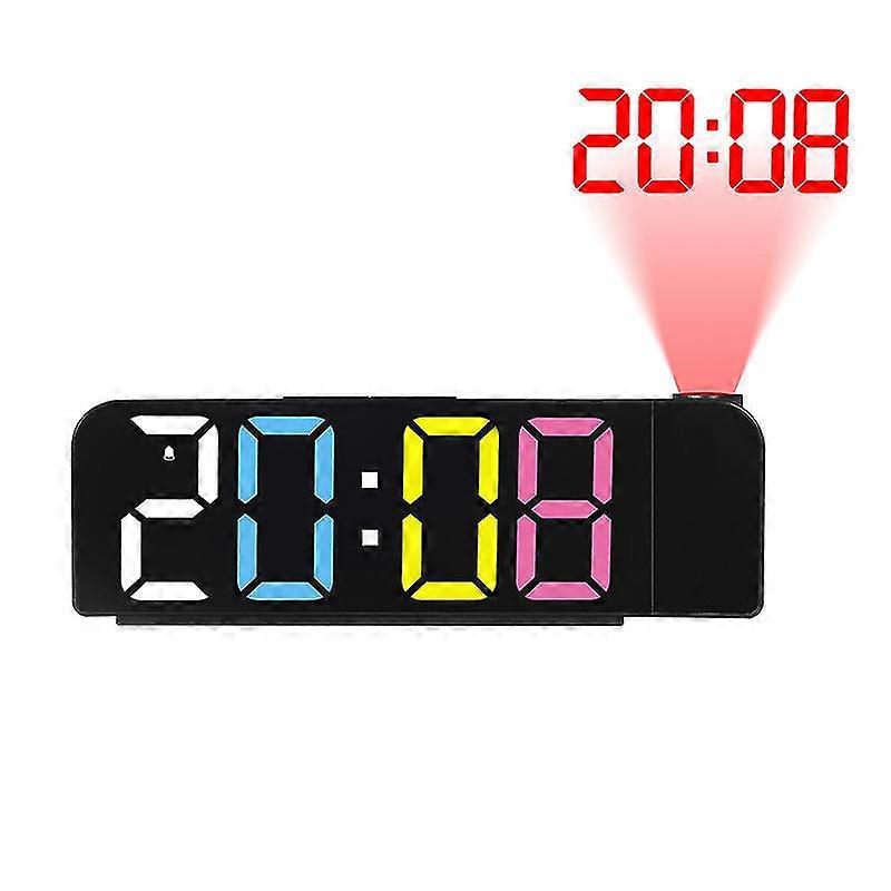 Projection Alarm Clock, Digital Clock with 180 Rotatable Projector, 3-Level Brightness Dimmer,(Black surface lantern G type)