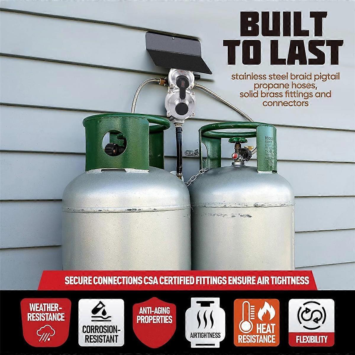 RV Propane Regulator with Hose, Heavy Duty 2-Tank 2-Stage Auto Changeover LP Propane Gas Regulator