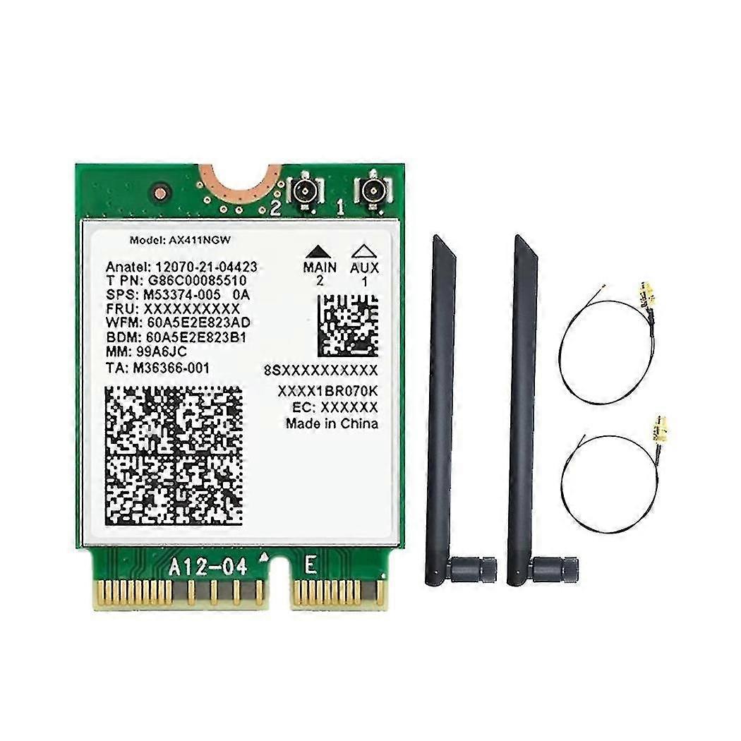 For Ax411 Wifi Card+8db Antenna Wifi 6e Cnvio2 Bt 5.3 -band 5374mbps Wifi Adapter For Laptop/pc Win