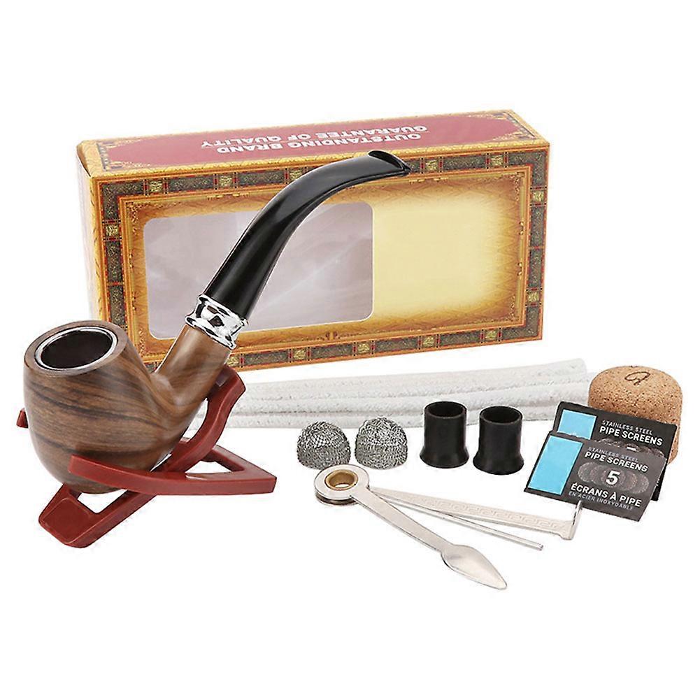 Handmade Wooden Pipe Kit - Complete Tobacco Smoking Kit with Heat-Resistant Inner Liner & Accessories Gift Set