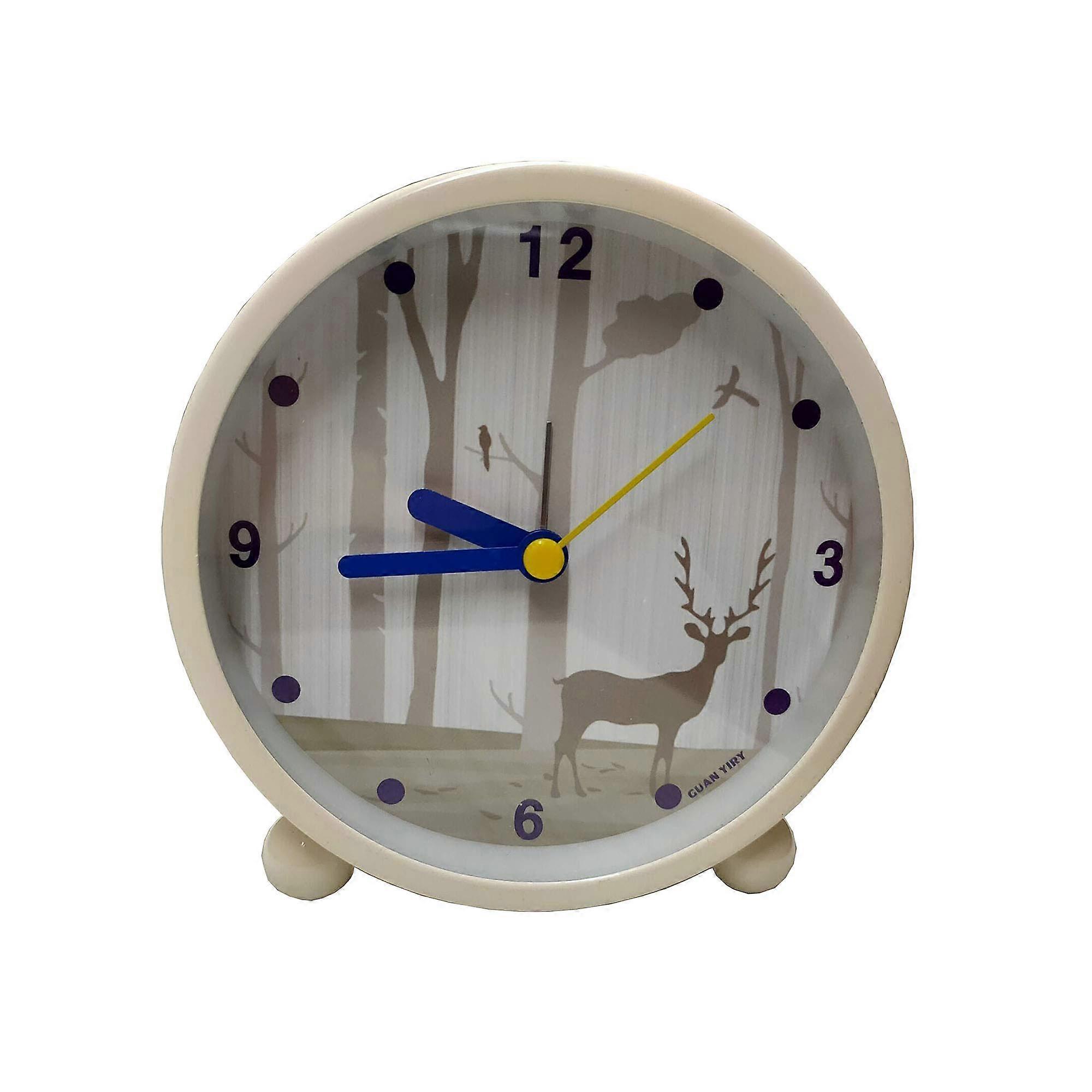 Desktop Alarm Clock Classic Round Silent Alarm Clock Battery Powered Desk Bedside Clock No Ticking Night Light