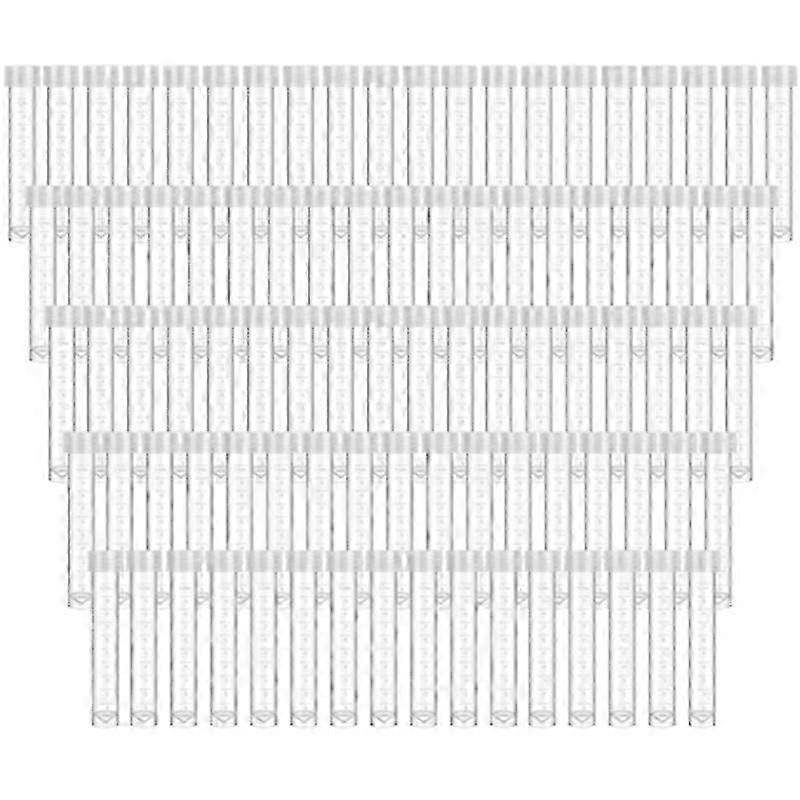 100 Pcs 10Ml Plastic Test Tubes with Lids Vial Seal Cap Container Small Storage Tubes with Caps Cle