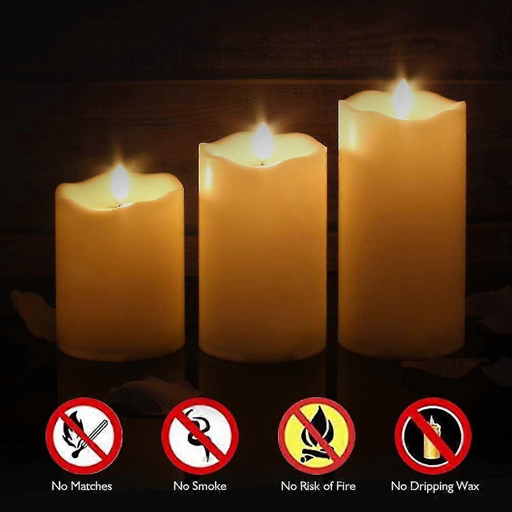 Flameless Candles Battery Operated Led Candle Light 4"" 5"" 6"" Real Wick 3d Flickering Dancing Flame Set Of 3 With Remote Controller 4/5/6/8 Hours Ti