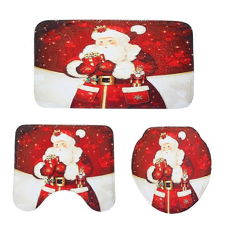Marry Crăciun desen animat Set de trei piese imprimat 3D Baie Piedestal Covor Capac Toaletă Capac Baie Mat Set drop shipping 10