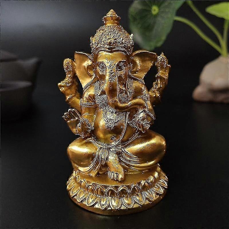 Χρυσό άγαλμα Ganesha - γλυπτό θεών ελεφάντων του Βούδα, ρητίνη ειδώλων Ganesh