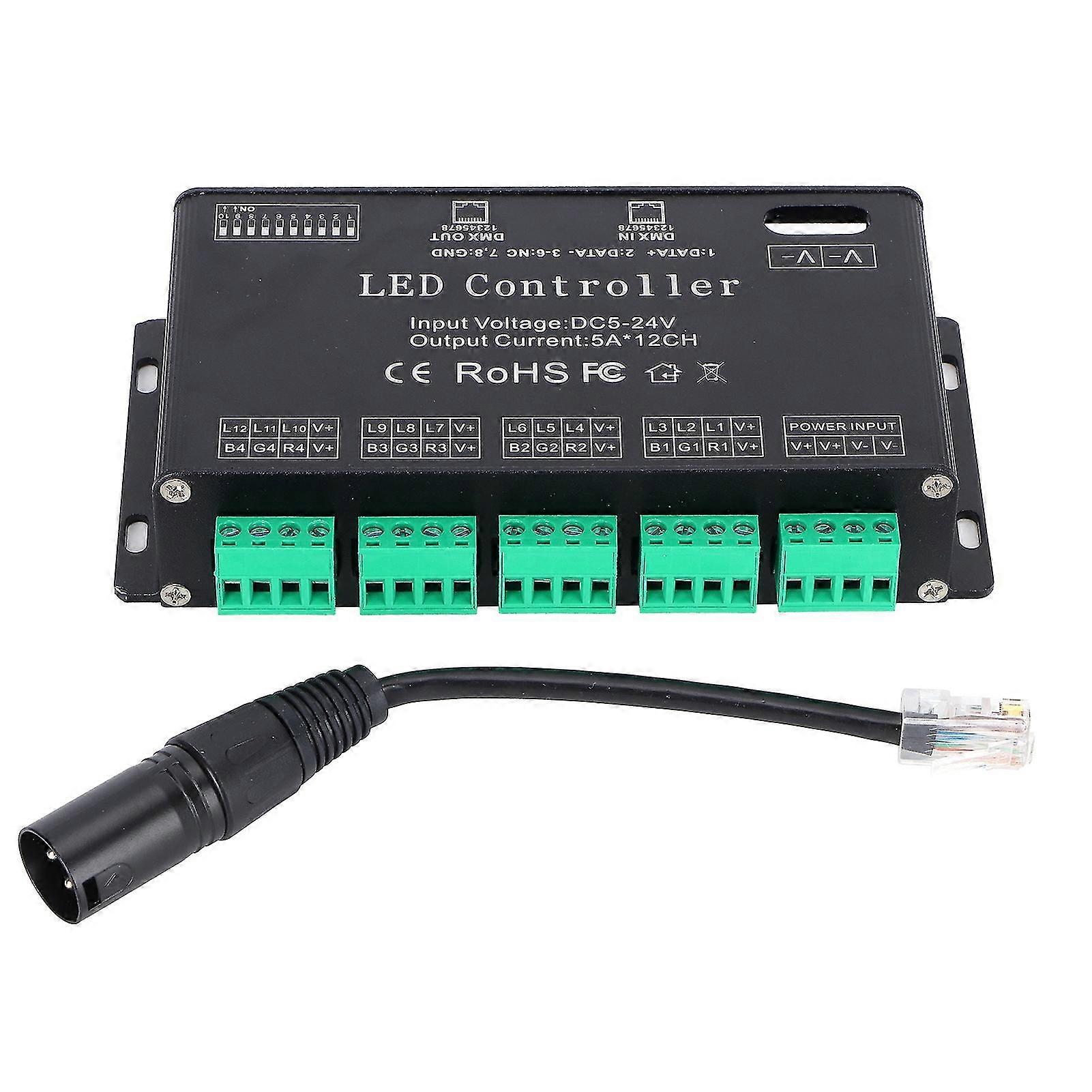 12 Channel RGB LED Light Strip Controller DMX512 Decoder