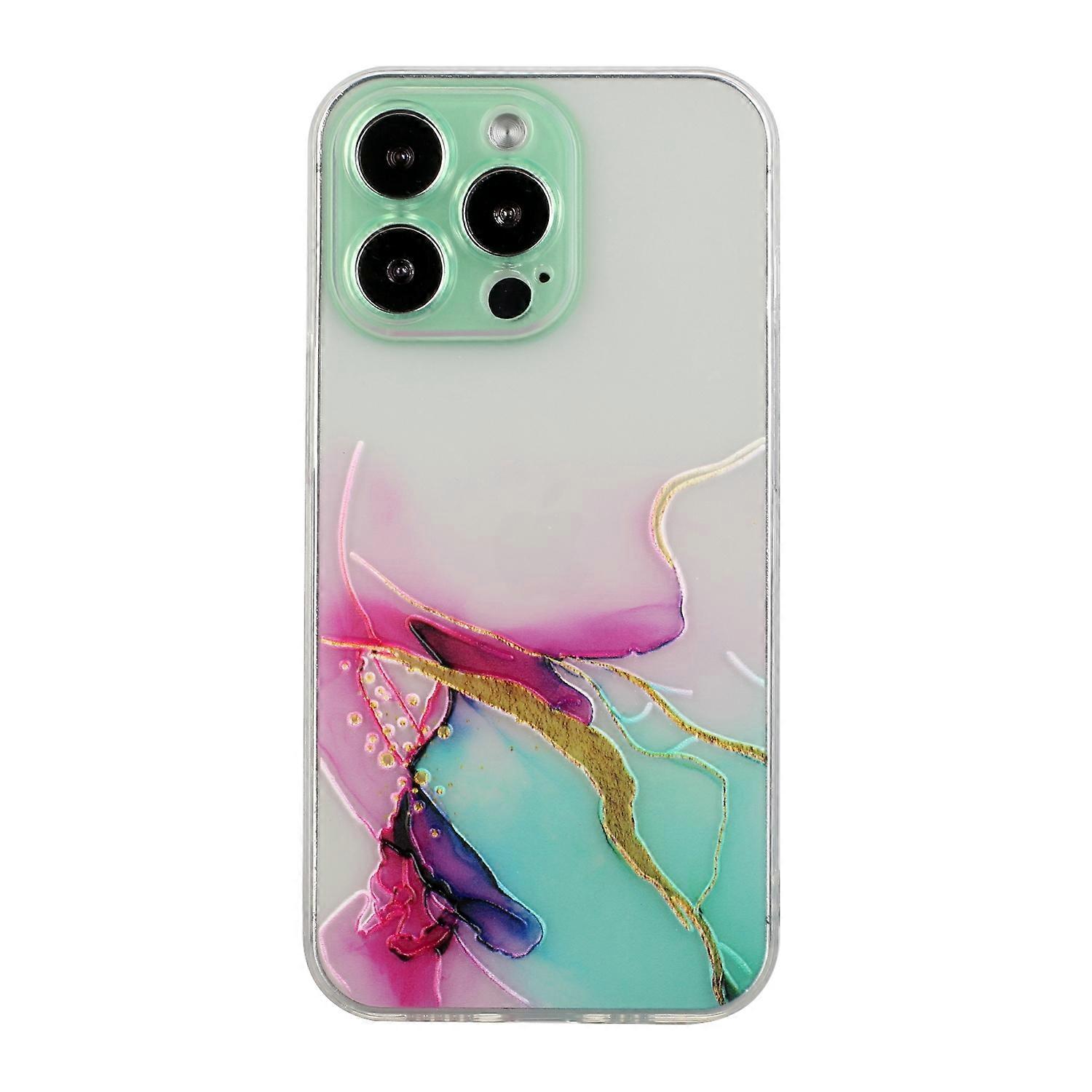 Hollow Marble Pattern TPU Straight Edge Fine Hole Protective Case For iPhone 14 Pro