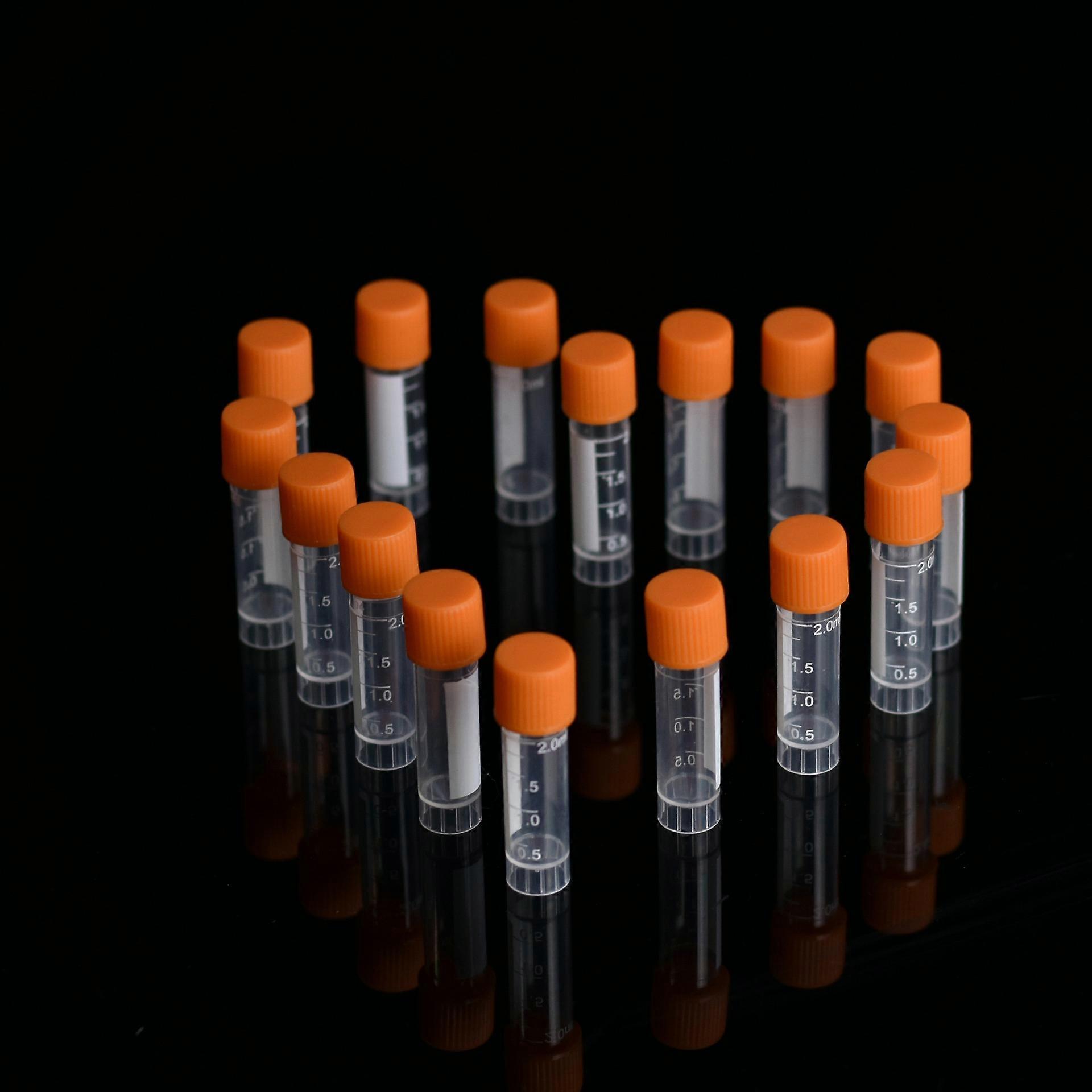Test Tube with Screw 100 Pieces 2Ml Plastic Frozen Test Tubes Vial Screw Cap Stopper Pack Container with Silicone Seal