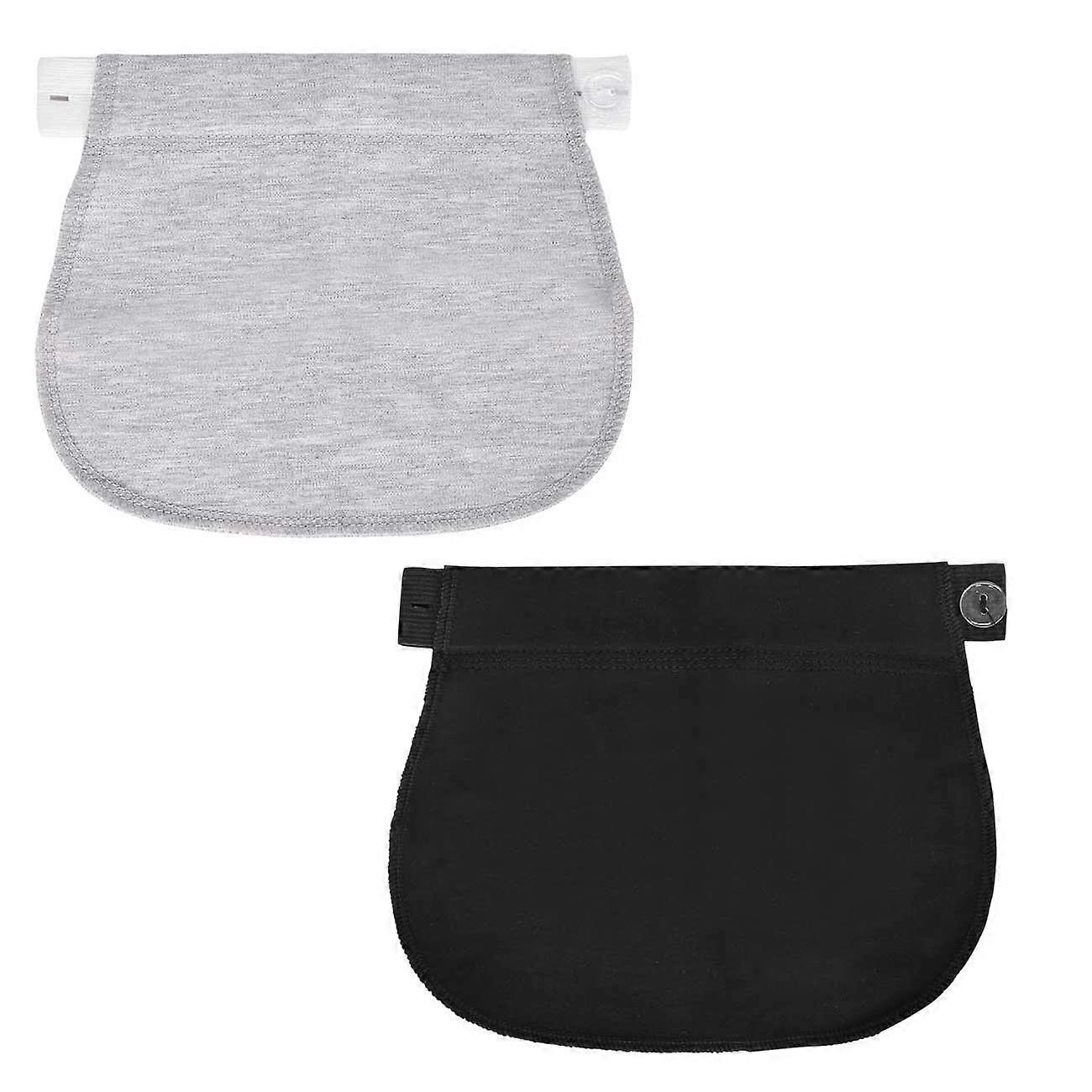 2 Pcs (Black+Gray) Maternity Pants Extender Adjustable Elastic Waist Maternity Belt Extender Elastic Pregnancy Pants Extender for Pregnant Woman