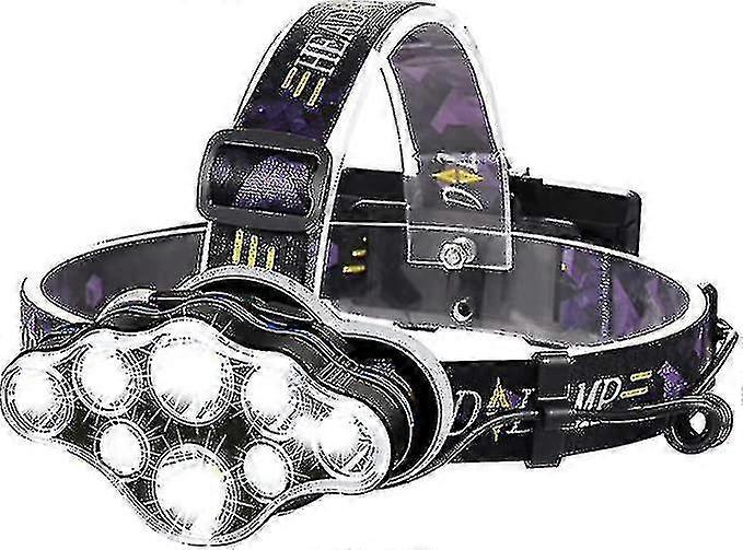 Powerful 18000 Lumens Headlamp With 8 Led Heads Rechargeable Led Headlamp With 8 Modes, Perfect For Outdoor Sports.